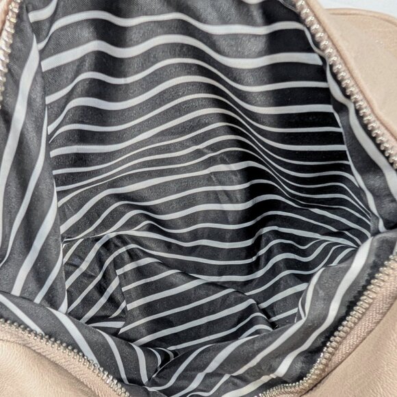 Miztique Beige Faux Leather Lined Zip Convertible Backpack Lots of Pockets - Picture 11 of 12